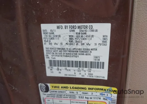 2011 Ford F-150 King Ranch from USA, damaged, VIN 1FTFW1ET0BKD37521